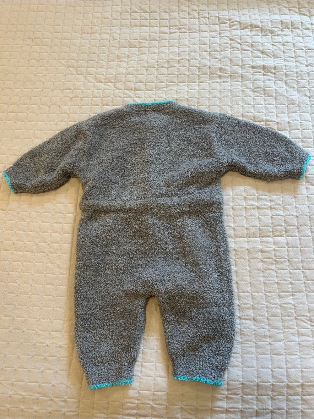 7AM Gray Fleece Kids One-Piece with Teal Trim